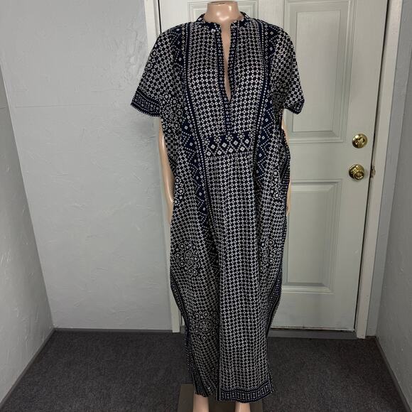 NEW Emerson Fry Women's Dress One Size Caftan India Collection Organic Cotton O2 - Picture 1 of 9